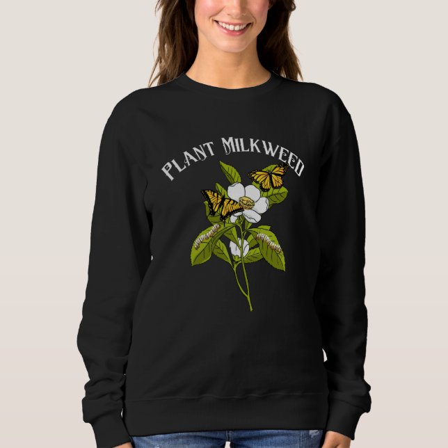 Plant Milkweed Monarch Butterfly Caterpillar T Shirt (Framsida)