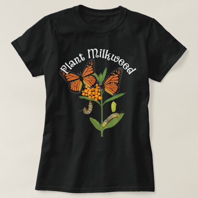Plant Milkweed Monarch Butterfly Tee Caterpelare (Design framsida)