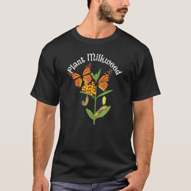 Plant Milkweed Monarch Butterfly Tee Caterpelare T (Framsida)