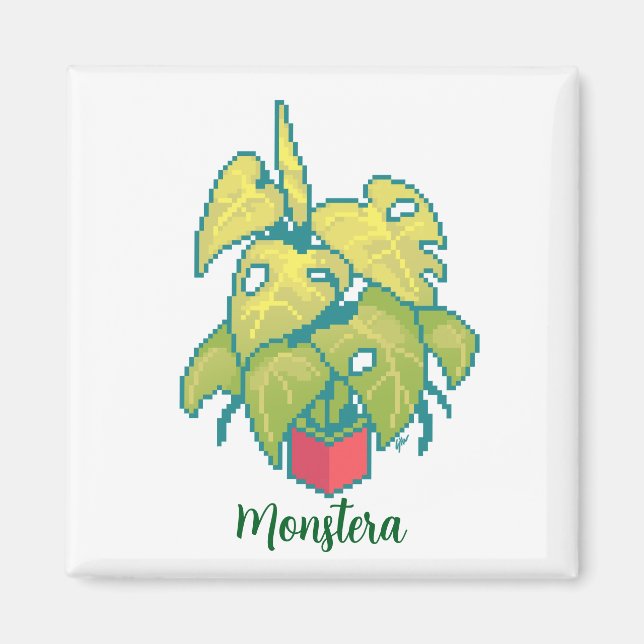 Plant monstera pixelart, Pixel Art Magnet (Framsidan)