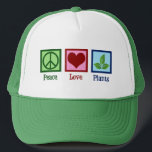 Plant Nursery Peace Kärlek Plants Cute Grönt Keps<br><div class="desc">Peace Kärlek Plants. En söt plantagergåva till en älskare av växter och botaniska. Coola närvarande för en trädgårdsodlare eller botanist.</div>
