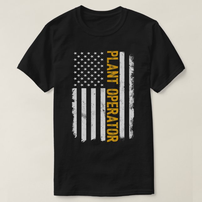 Plant Operator Job, American Flagga Plant Operator T Shirt (Design framsida)