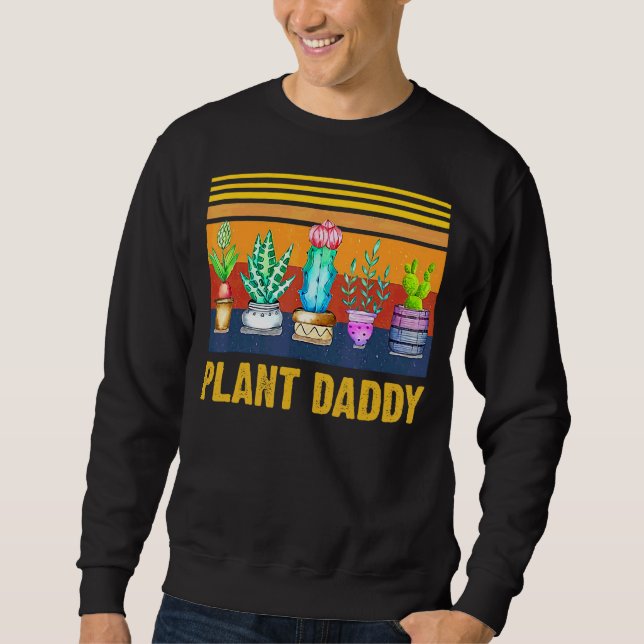 Plant pappa Vintage Cactus  Lång Ärmad Tröja (Framsida)