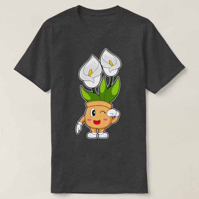 Plant pot Calla Lily Flower T Shirt (Design framsida)