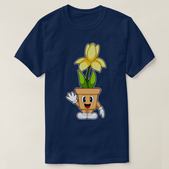 Plant pot Daffodil Flower T Shirt (Design framsida)