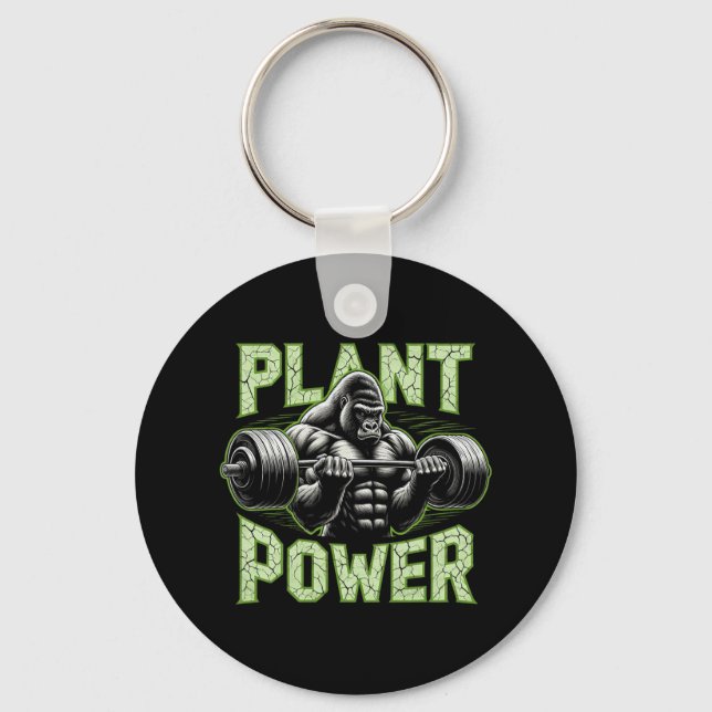 Plant Power Tee - Vegan and Vegetarian Gym Workout Nyckelring (Framsida)