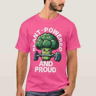 Plant Powered and Proud Broccoli Lifting Weights v T Shirt