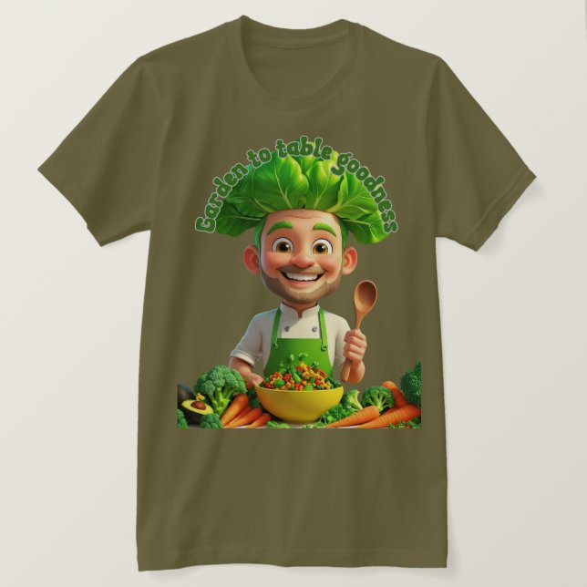 Plant-Powered Chef – Cooking with Kindness T Shirt (Design framsida)