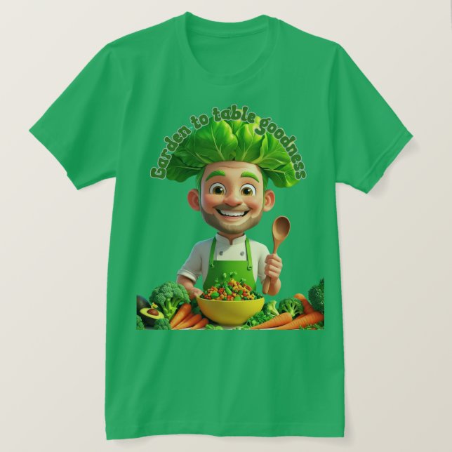 Plant-Powered Chef – Cooking with Kindness T Shirt (Design framsida)
