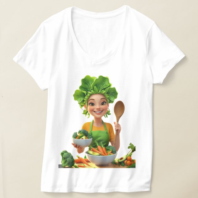 Plant-Powered Chef – Cooking with Kindness T Shirt (Laydown)