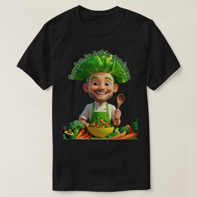 Plant-Powered Chef – Cooking with Kindness T Shirt (Design framsida)
