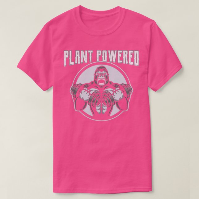 Plant Powered Gorilla Vegan Gym Weightlifter T Shirt (Design framsida)