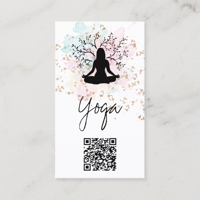 *~* Plant QR AP33 Rainbow Andlig Yoga Visitkort (Framsida)