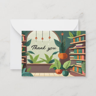 Plant Sanctuary Brown och Grönt Löv Bibliotek Anteckningskort