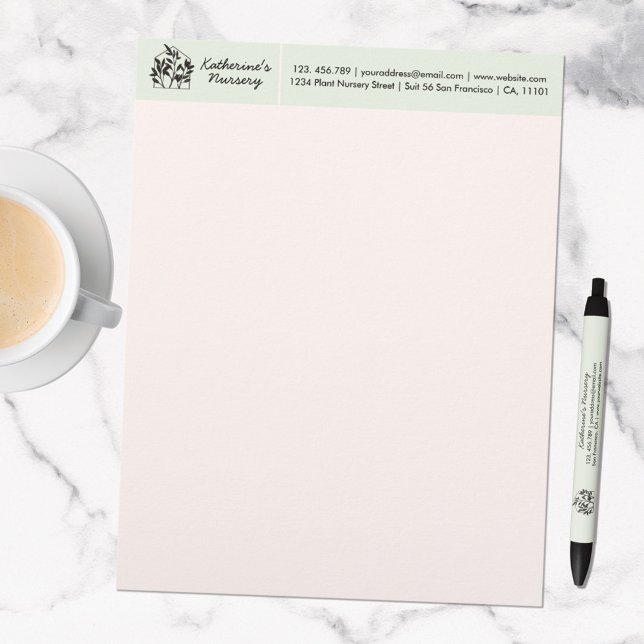 Plant Shop Nursery Modern Abstrakt med Adress Brevhuvud (In situ marble table)