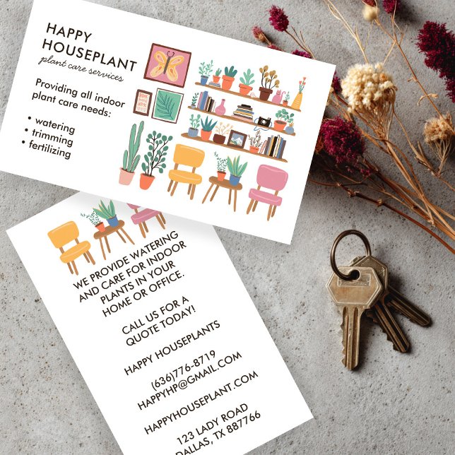 Plant Sitter Houseplant Plant Watering Housesttin Visitkort (Plant Sitter Houseplant Plant Watering Housesitting Business Card
)