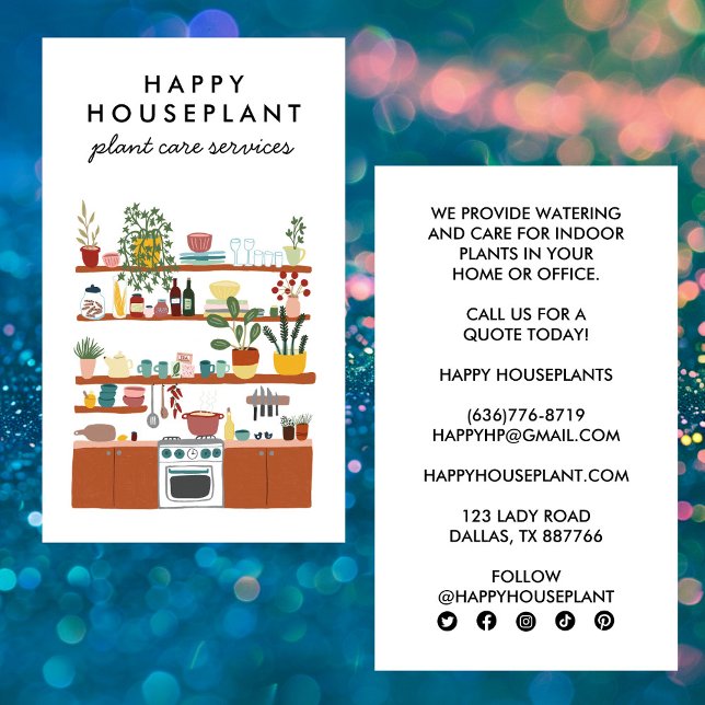 Plant Sitter Houseplant Plant Watering Housesttin Visitkort (Plant Sitter Houseplant Plant Watering Housesitting Kitchen Cleaner Business Card
)