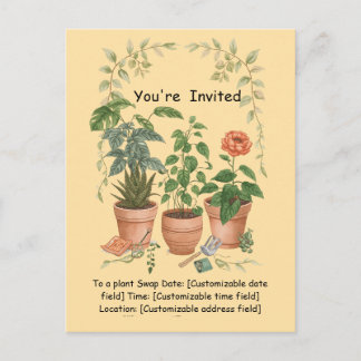 Plant Swap Invitation Earth Day Event Card Helg Vykort