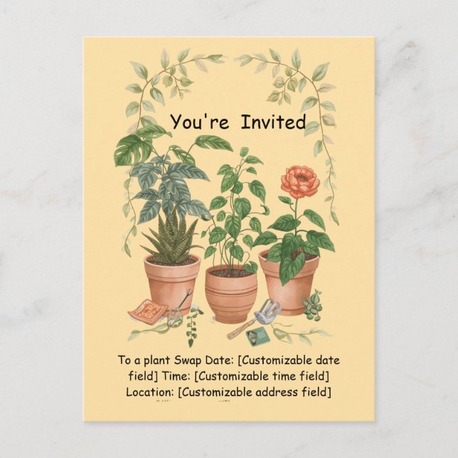 Plant Swap Invitation Earth Day Event Card Helg Vykort (Framsida)