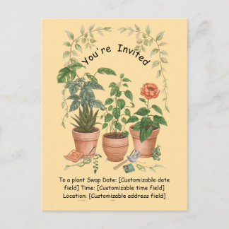 Plant Swap Invitation Earth Day Event Card Helg Vykort