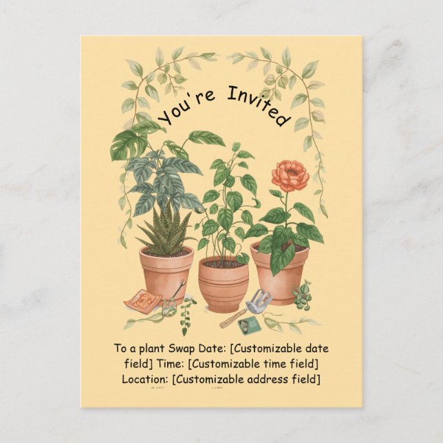 Plant Swap Invitation Earth Day Event Card Helg Vykort (Framsida)