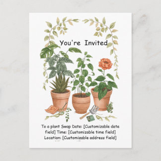 Plant Swap Invitation Earth Day Event Card Helg Vykort