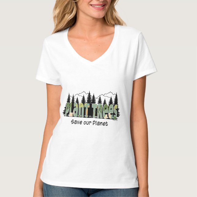 Plant Träd - Spara our Planet, Coola- White T-Shir T Shirt (Framsida)