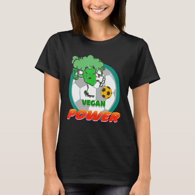 Plant Vegetarian Soccer Broccoli Vegan Power Footb T Shirt (Framsida)
