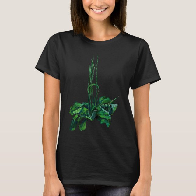 Plantain Blommigt Art Summer Plant Wildblommor Grö T Shirt (Framsida)