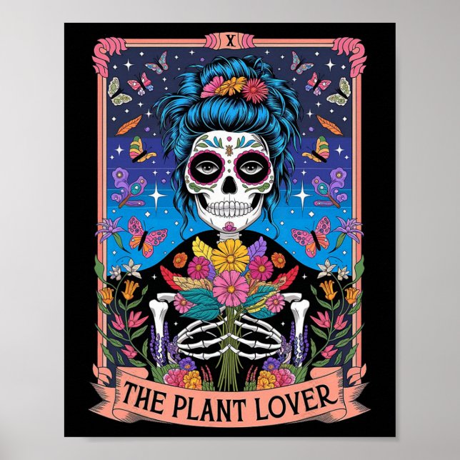 Plantans Dam Funny Mystic Skeleton Tarot Cards P Poster (Framsidan)