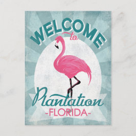 Plantation Florida Rosa Flamingo Retro Vykort