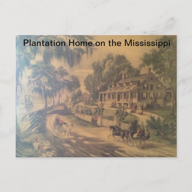 Plantation Hem vid floden Mississippi. Vykort (Framsida)