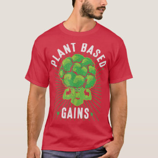 PlantBased Gains Funny Broccoli Vegan Gym Workout T Shirt