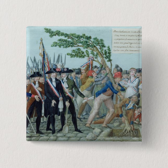 Plantera av ett träd av frihet, c.1789 knapp (Framsida)