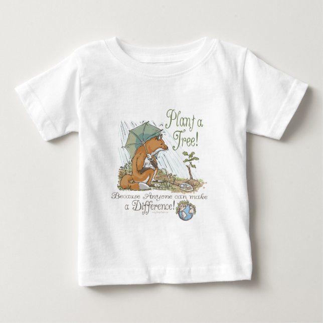 Plantera en räv för trädjorddag utrustar t shirt (Framsida)