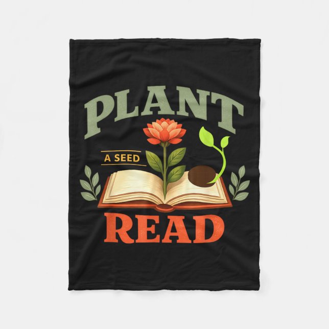 Plantera ett frö läs läsare bok bibliotek rolig ma fleecefilt (Framsidan)