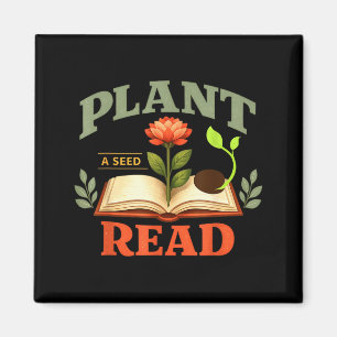 Plantera ett frö läs läsare bok bibliotek rolig ma magnet