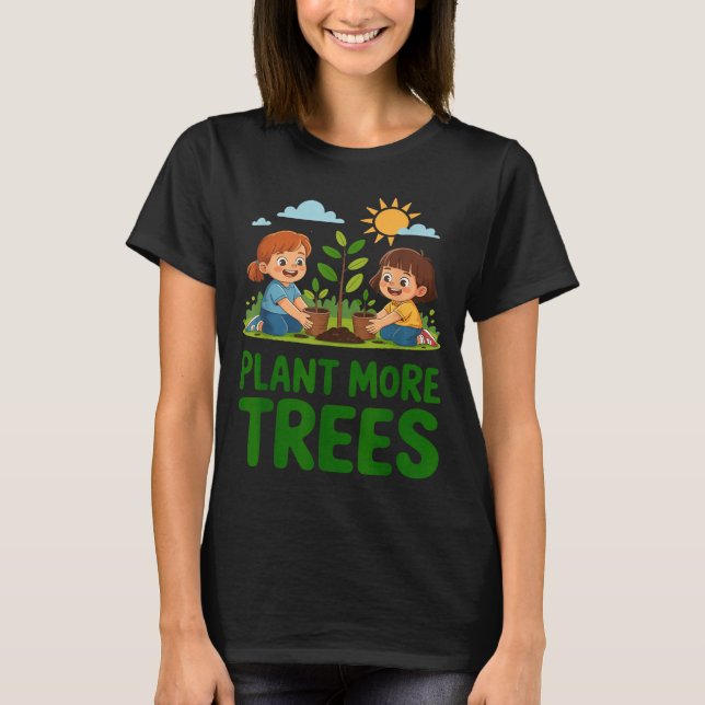 Plantera fler träd - barn trädgårdsarbete miljövän t shirt (Framsida)