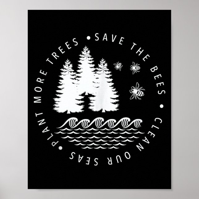 Plantera fler träd rädda bin rena hav jord da poster (Framsidan)