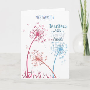 Plantera frön av kunskapscitatet Dandelion Kort