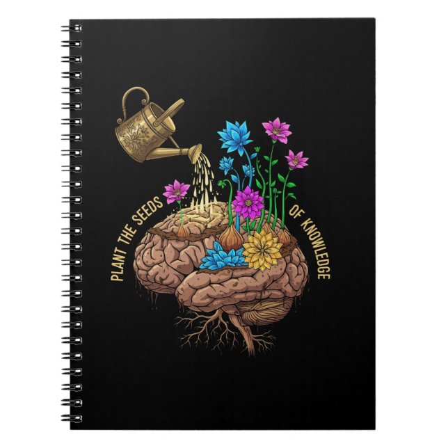 Plantera Kunskapens Frön | Inspirerande Hjärna Anteckningsbok (Framsidan)