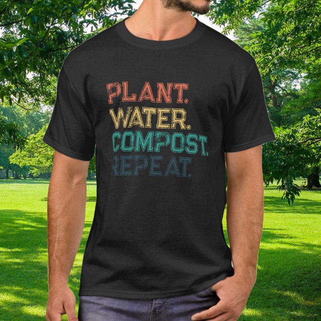 Plantera Vatten Kompostera Upprepa Färgrik Typogra T Shirt (Skapare uppladdad)