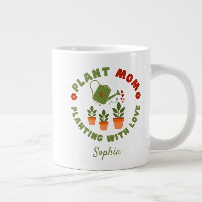 Plantering av Mamma med Personligen Kärlek Jumbo Mugg (Höger)