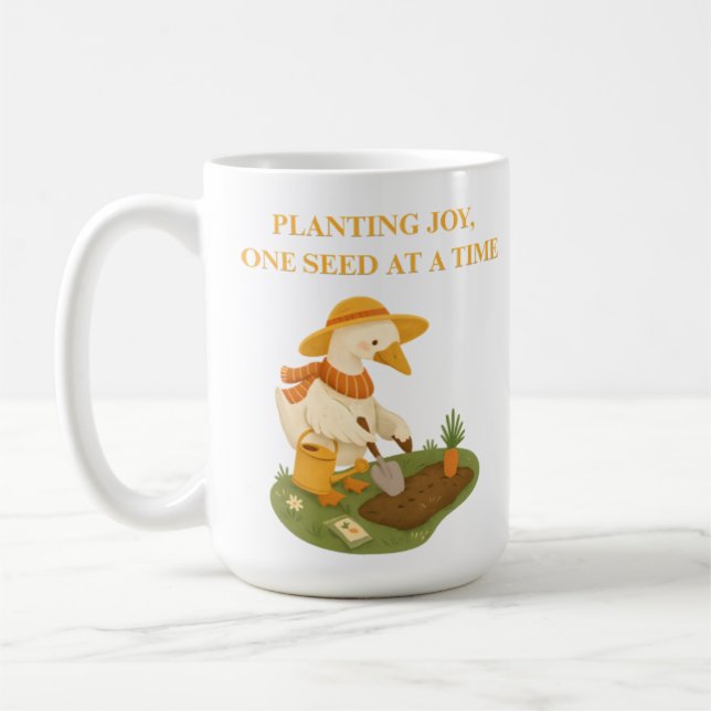 Planting Joy Gardening Goose Slogan Coffee Mug Kaffemugg (Vänster)