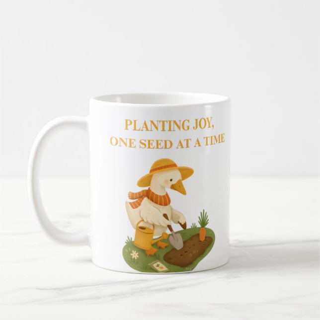 Planting Joy Gardening Goose Slogan Coffee Mug Kaffemugg (Vänster)