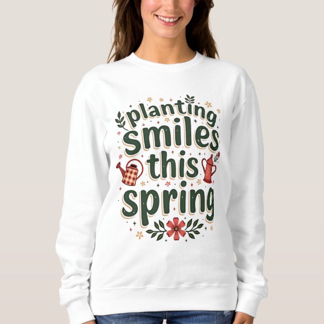 Planting Smiles Farmer Cute Vår Farm Life T Shirt (Framsida)