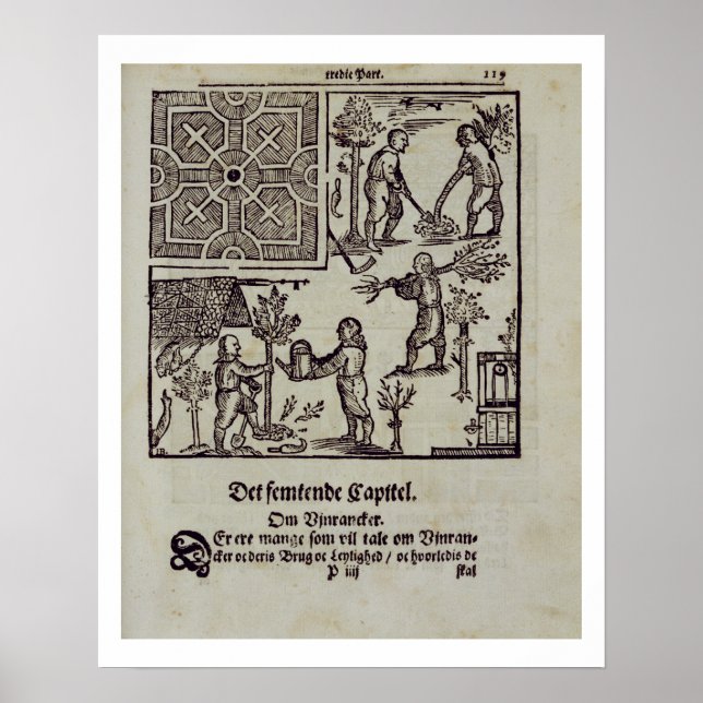 Planting träd, från "The Dutch Gardener" av Johan Poster (Framsidan)