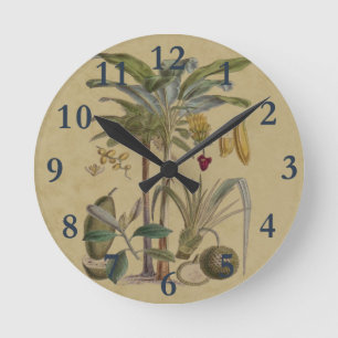 plAntique Tropical Handflatan Fruit Botanical Rund Klocka