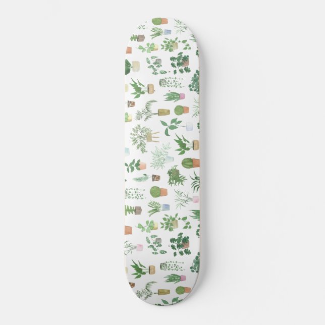 Plantita House Plants and Pots Mönster Mini Skateboard Bräda 18,5 Cm (Framsida)