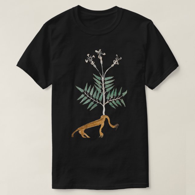 Plantlion Voynich Manuscript Plant Illustration T Shirt (Design framsida)